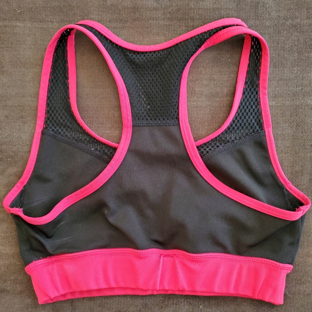 Popfit neon pink with mesh sports bra crop top sz S - Picture 3 of 6